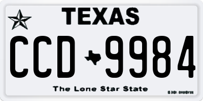 TX license plate CCD9984