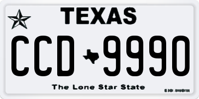 TX license plate CCD9990