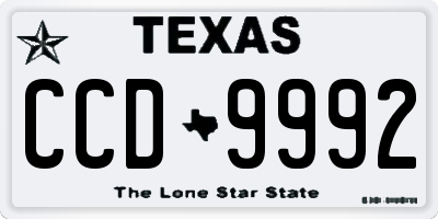 TX license plate CCD9992