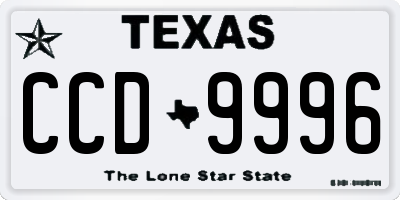 TX license plate CCD9996
