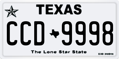 TX license plate CCD9998