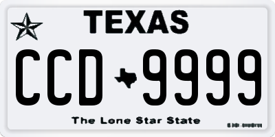 TX license plate CCD9999