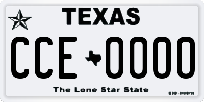 TX license plate CCE0000