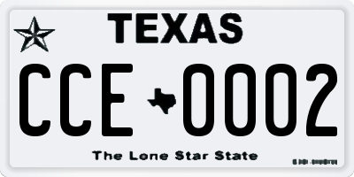 TX license plate CCE0002