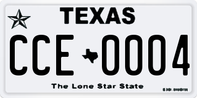 TX license plate CCE0004