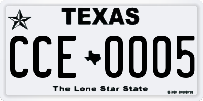 TX license plate CCE0005