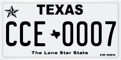 TX license plate CCE0007