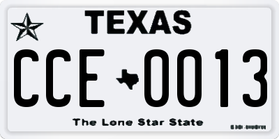TX license plate CCE0013