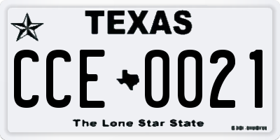 TX license plate CCE0021