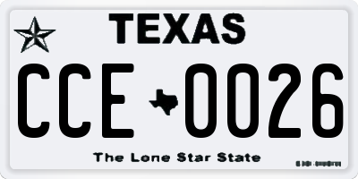 TX license plate CCE0026