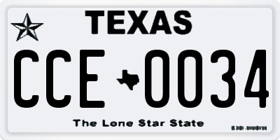 TX license plate CCE0034