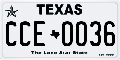 TX license plate CCE0036