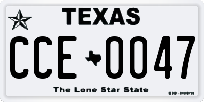 TX license plate CCE0047