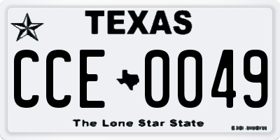 TX license plate CCE0049