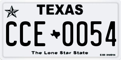 TX license plate CCE0054