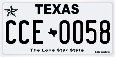 TX license plate CCE0058