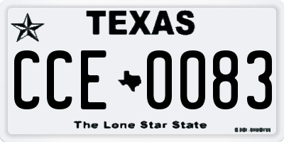 TX license plate CCE0083