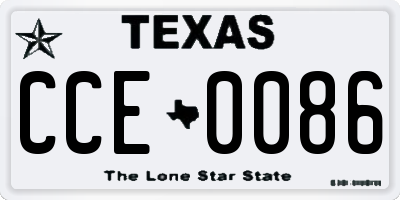TX license plate CCE0086