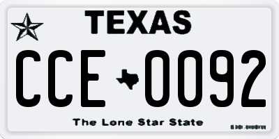 TX license plate CCE0092