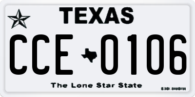 TX license plate CCE0106