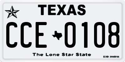 TX license plate CCE0108