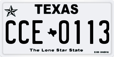 TX license plate CCE0113