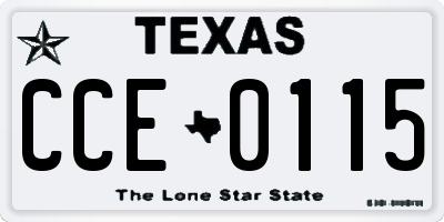 TX license plate CCE0115