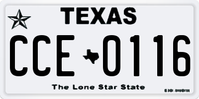 TX license plate CCE0116
