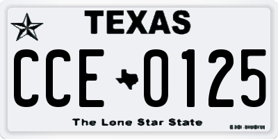 TX license plate CCE0125