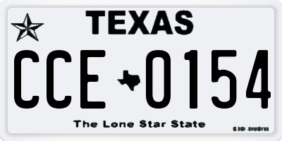 TX license plate CCE0154