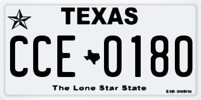 TX license plate CCE0180