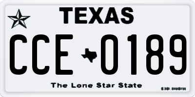 TX license plate CCE0189