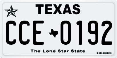 TX license plate CCE0192
