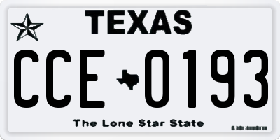 TX license plate CCE0193