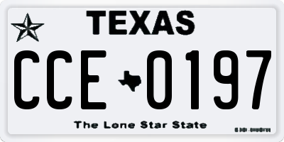 TX license plate CCE0197