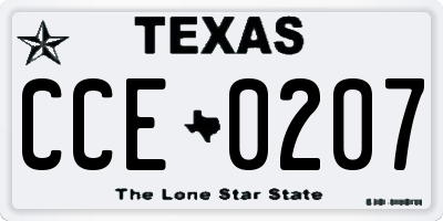 TX license plate CCE0207