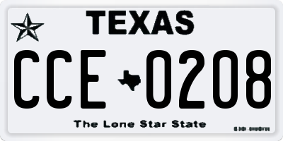 TX license plate CCE0208
