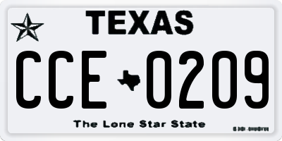 TX license plate CCE0209