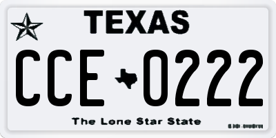 TX license plate CCE0222