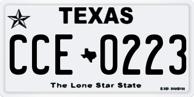TX license plate CCE0223
