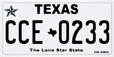 TX license plate CCE0233