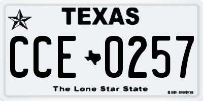 TX license plate CCE0257
