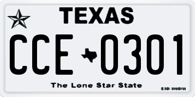 TX license plate CCE0301