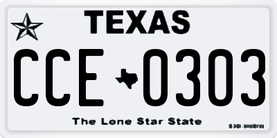 TX license plate CCE0303