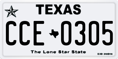 TX license plate CCE0305