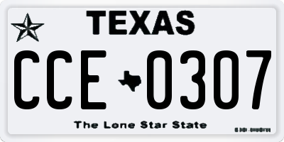 TX license plate CCE0307