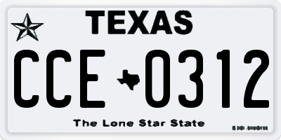 TX license plate CCE0312