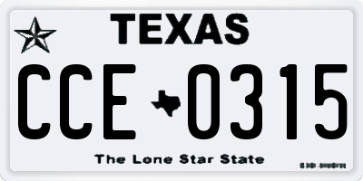 TX license plate CCE0315