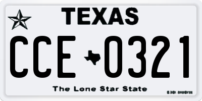 TX license plate CCE0321