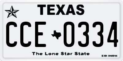 TX license plate CCE0334